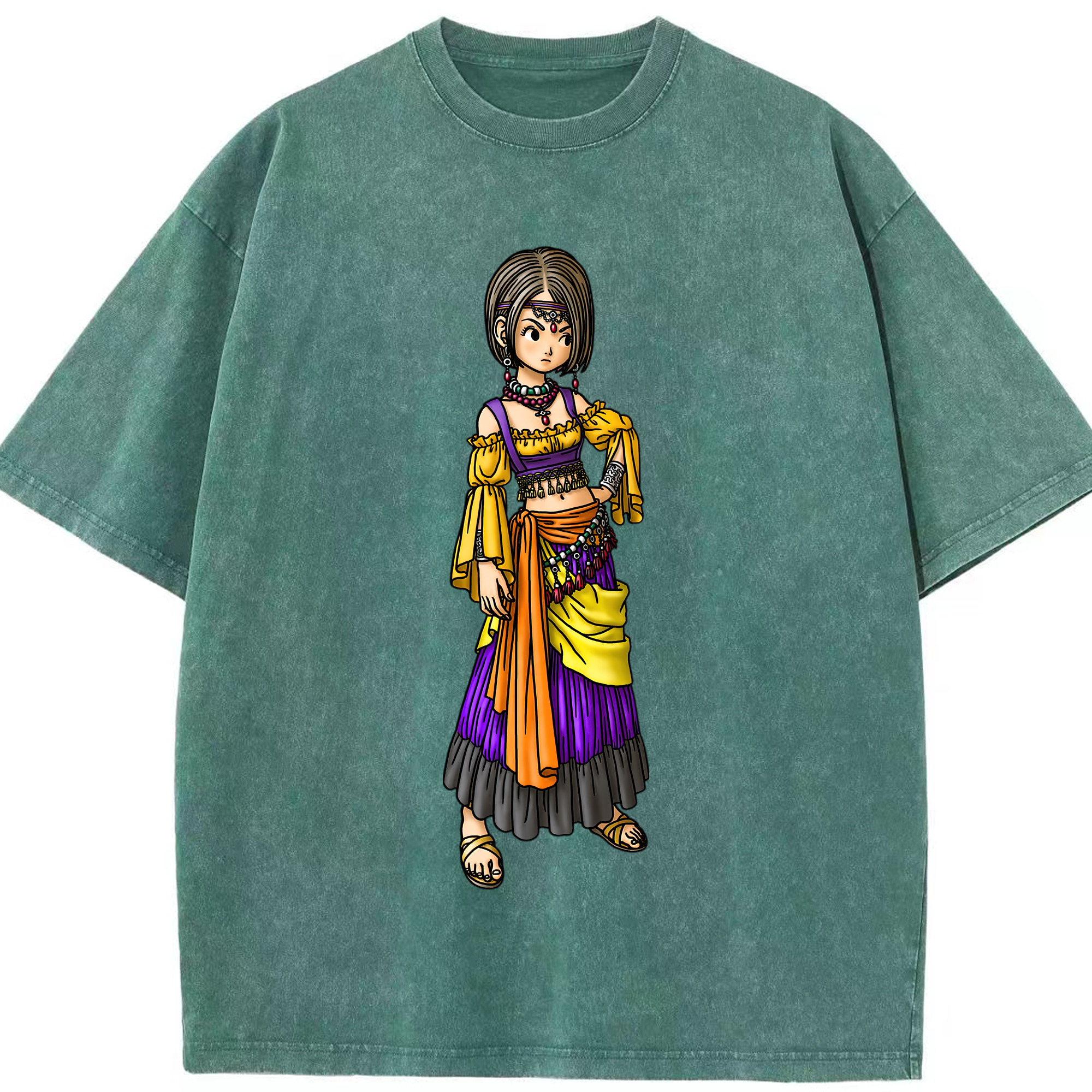 （画像用） ドラゴンクエスト Doragon Kuesuto Dragon Quest 綿100% ヴィンテージ風 半袖Tシャツ（フロントプリント）